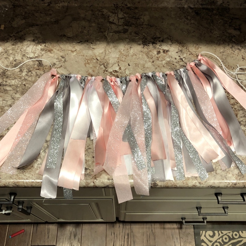 Custom Banner pink silver white sparkle